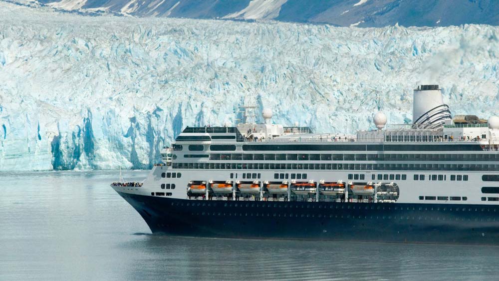 cruise ship on ice in Alaska